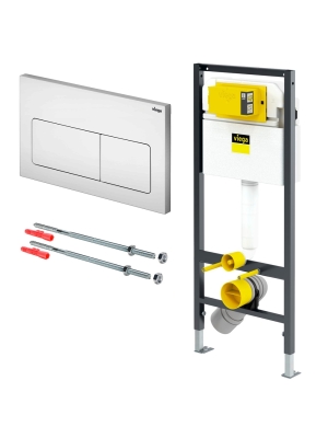 Інсталляція (комплект) Viega Prevista Dry 771973 з кріпленням та кнопкою Visign for Life 5 - матовий хром  773724