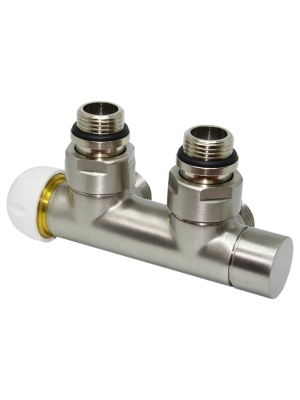 V37110JSBSX Вузол термостатичний  TWIN THERMO BRUSH SILVER  кутовий  ЛІВИЙ  Ø1/2