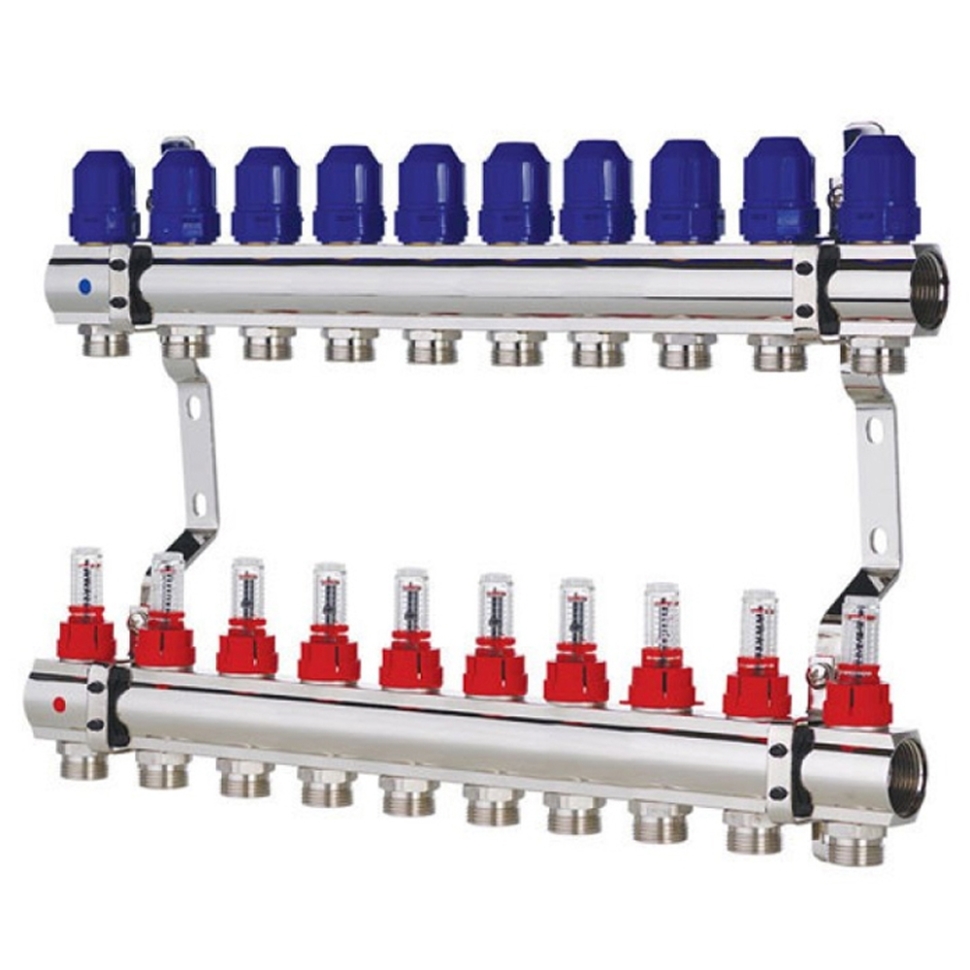 Колектор із витратомірами KOER KR.1110-10 - 1”x10 WAYS без євроконусів