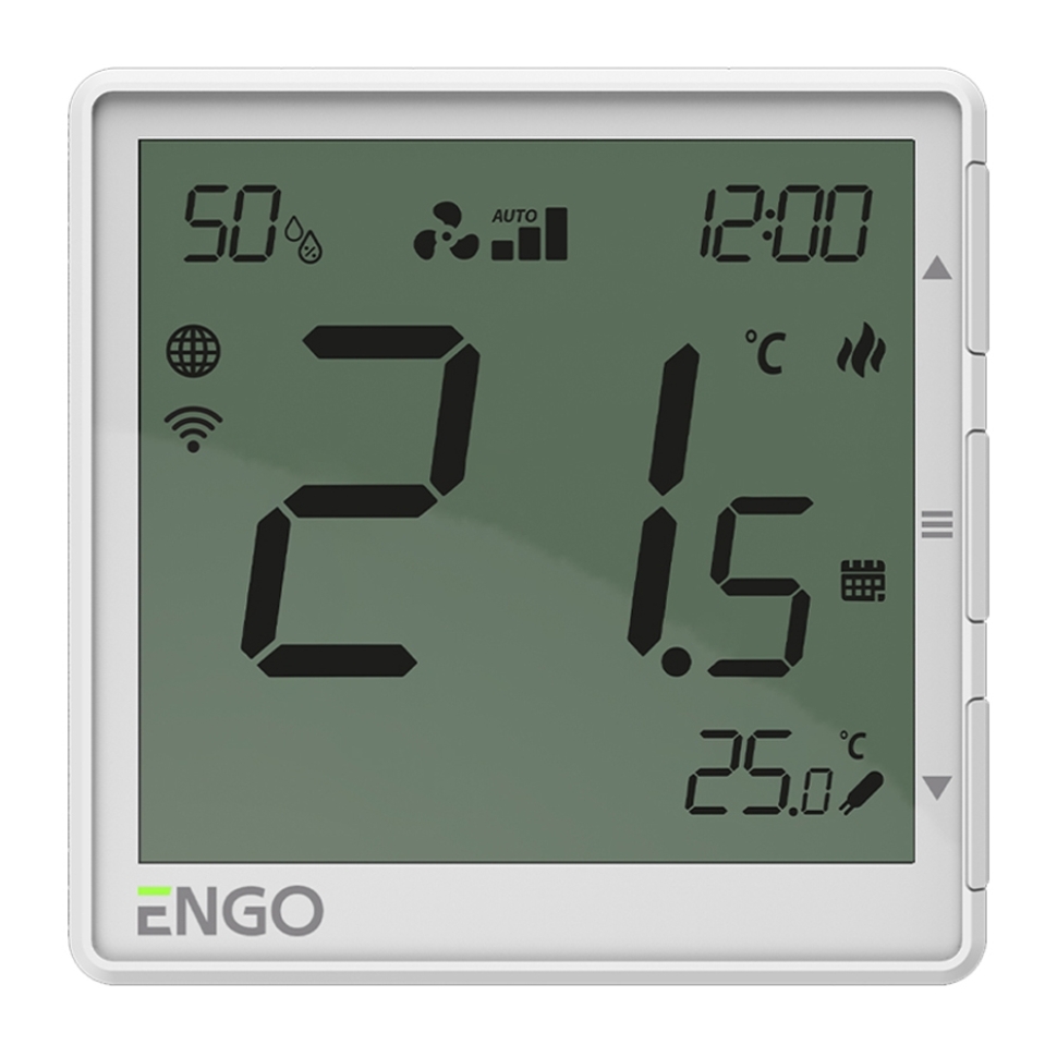 Інтернет-регулятор фанкойлу ENGO EFAN-230W дротовий, 230V, WI-FI, білий. Підтримка протоколу MODBAS RTU