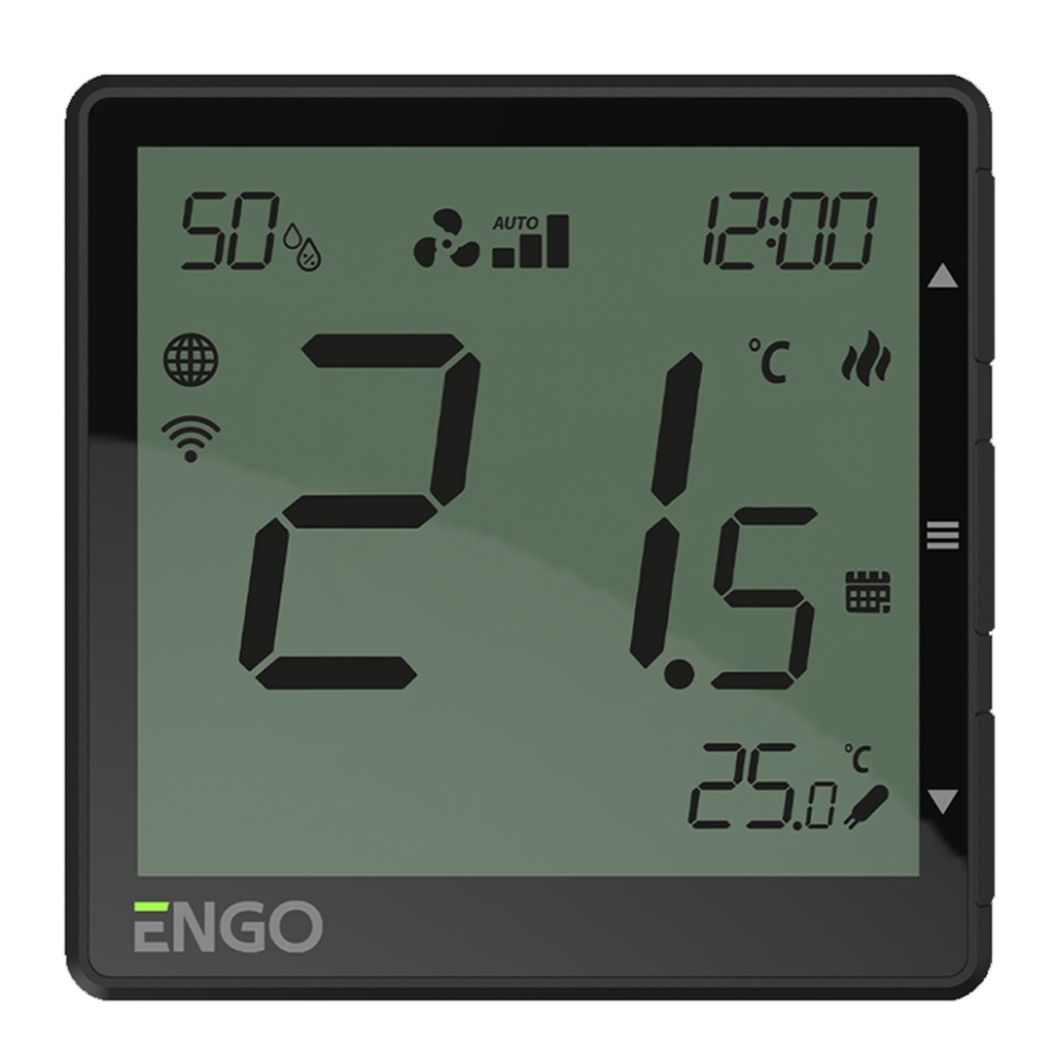 Інтернет-регулятор фанкойлу ENGO EFAN-230B дротовий, 230V, WI-FI, чорний. Підтримка протоколу MODBAS RTU