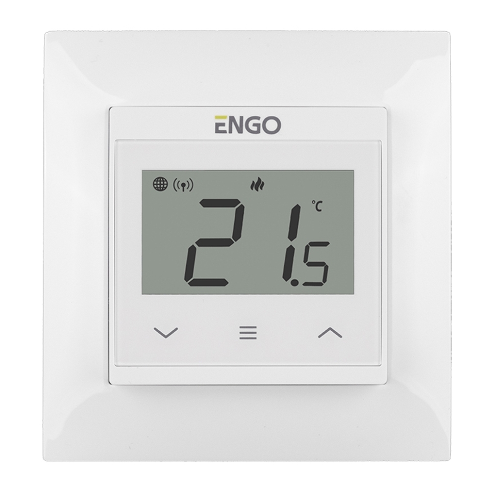 Інтернет-терморегулятор ENGO E55-W дротовий, вбудований монтаж під рамку 55x55, 230В, WI-FI, білий 
